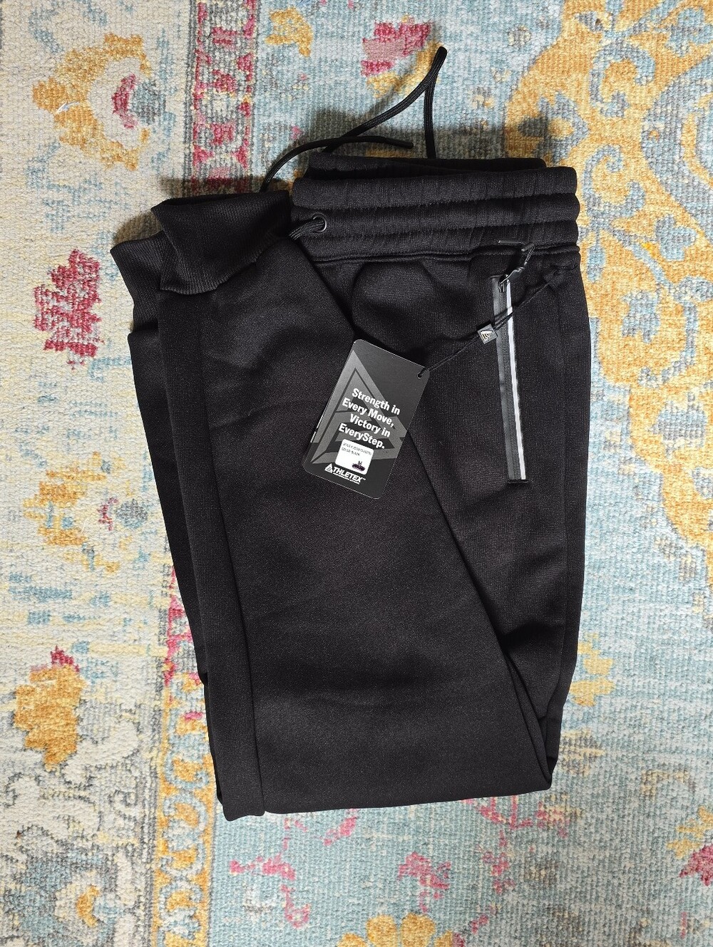 Men's Black Athletic Jogger Pants with Zipper Pocket